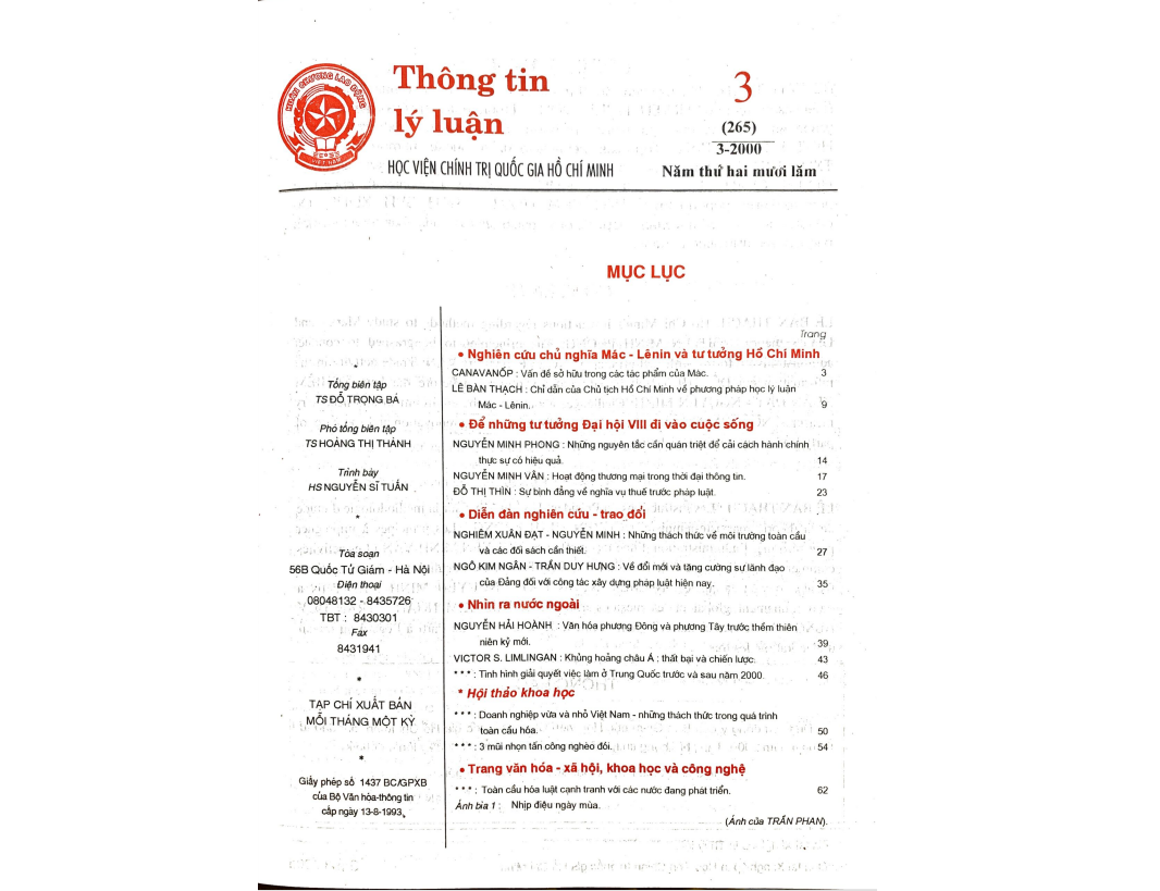 Tạp chí Thông tin lý luận số 3- 2000
